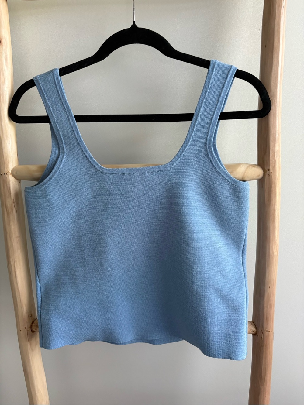 Express Square Neck Knit Tank Top in Sky Blue - Picture 3 of 4